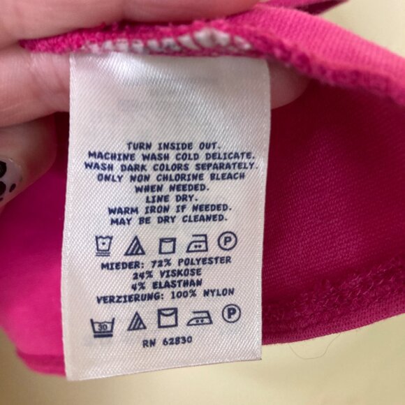 Lands End Girls Dress 4 Pink Polka Dot Ruffle Hem Long Sleeve Polyester Blend - Picture 7 of 8